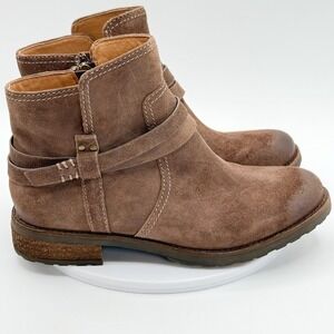 Sofft Aqua Women 6.5 Bridgett Ankle Boot Waterproof Suede Zip Low Heel Taupe NEW